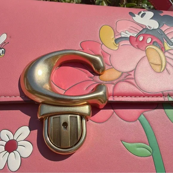 NWT Disney X Coach Studio Shoulder Bag With Mickey Mouse And Flowers CH413 - Picture 2 of 15